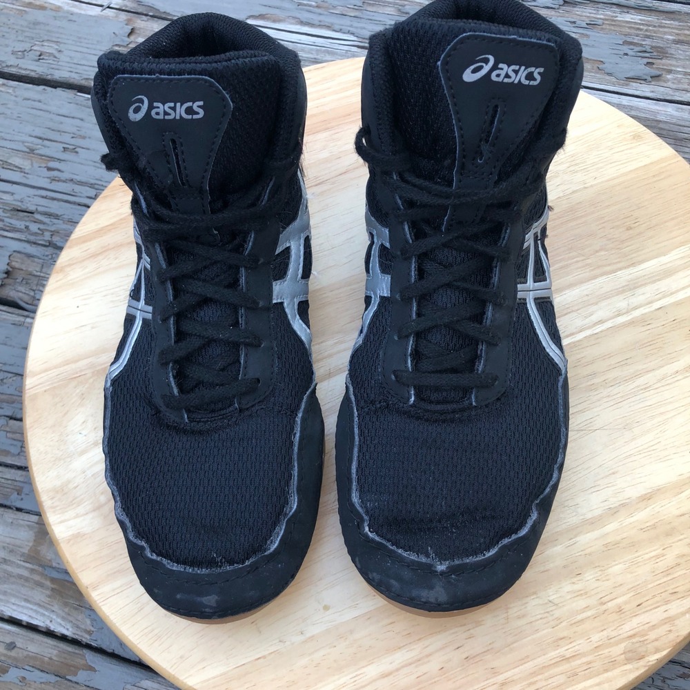 Asics Matflex 5 GS Wrestling Shoes Youth 5 US Kid Black Silver C545N Mid Top Gum - Picture 4 of 13